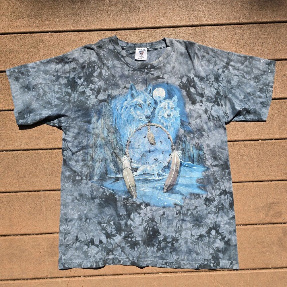 Wolf T Shirt Polar Graphics Tie Dye Wolves Dream Catcher Short Sleeve Mens Large